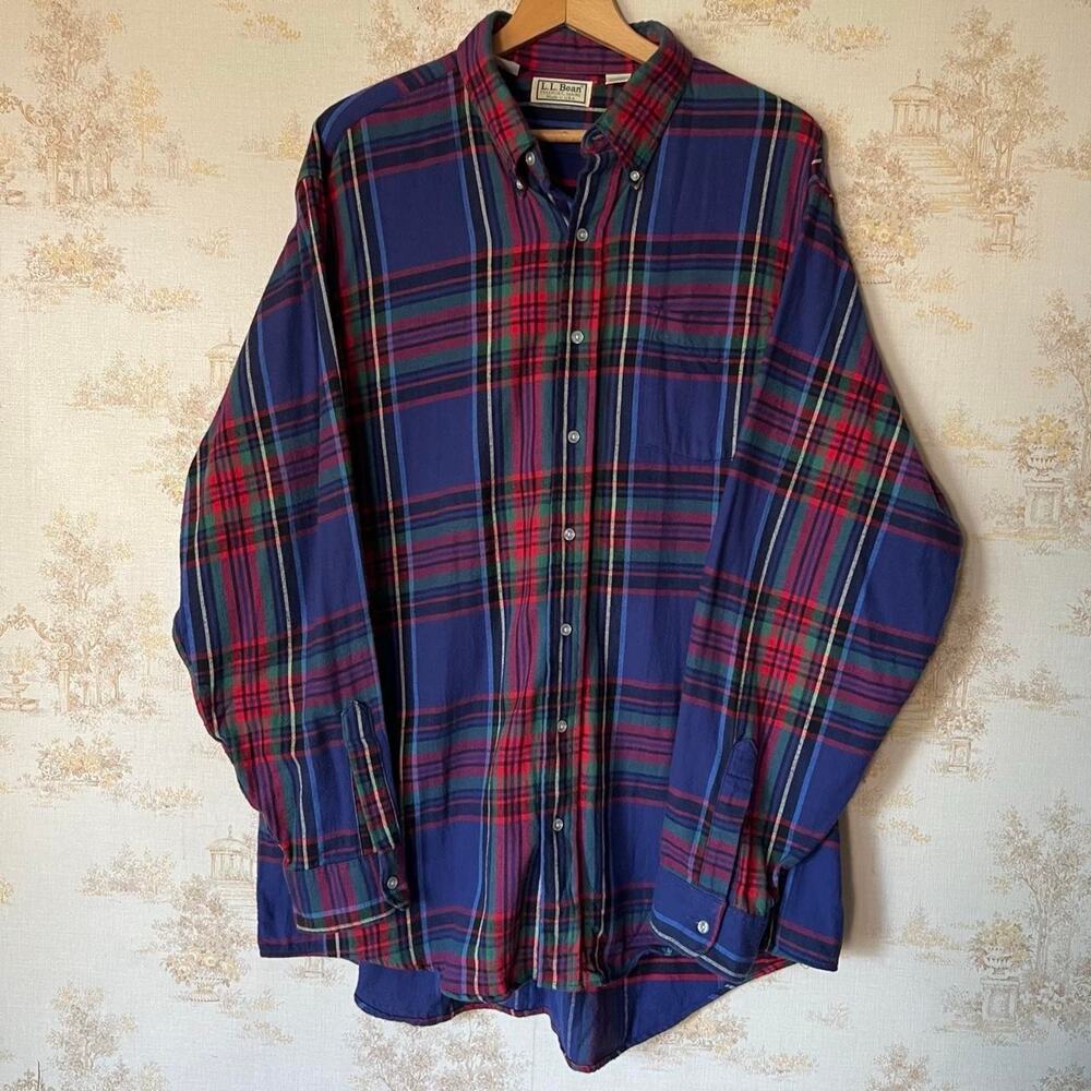 Vintage 90s L.L. Bean Flannel | Made in USA Tartan Plaid | Size XL Tall